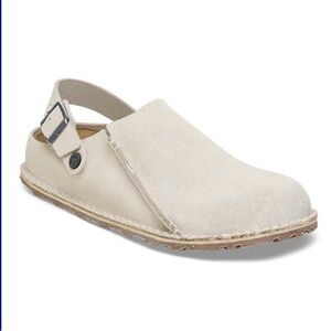 Birkenstock Eggshell Suede Clogs